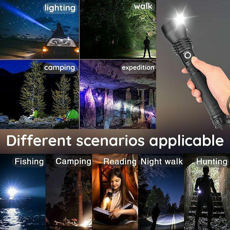 Super Bright 999000LM XHP90 LED Flashlight - Rechargeable Headlamp with 266XX Battery