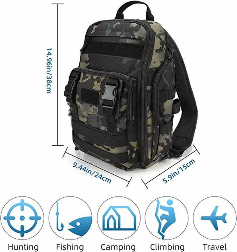 Tackle Backpack with Fishing Rod Holders - Large Storage, Water-Resistant Outdoor Shoulder Bag