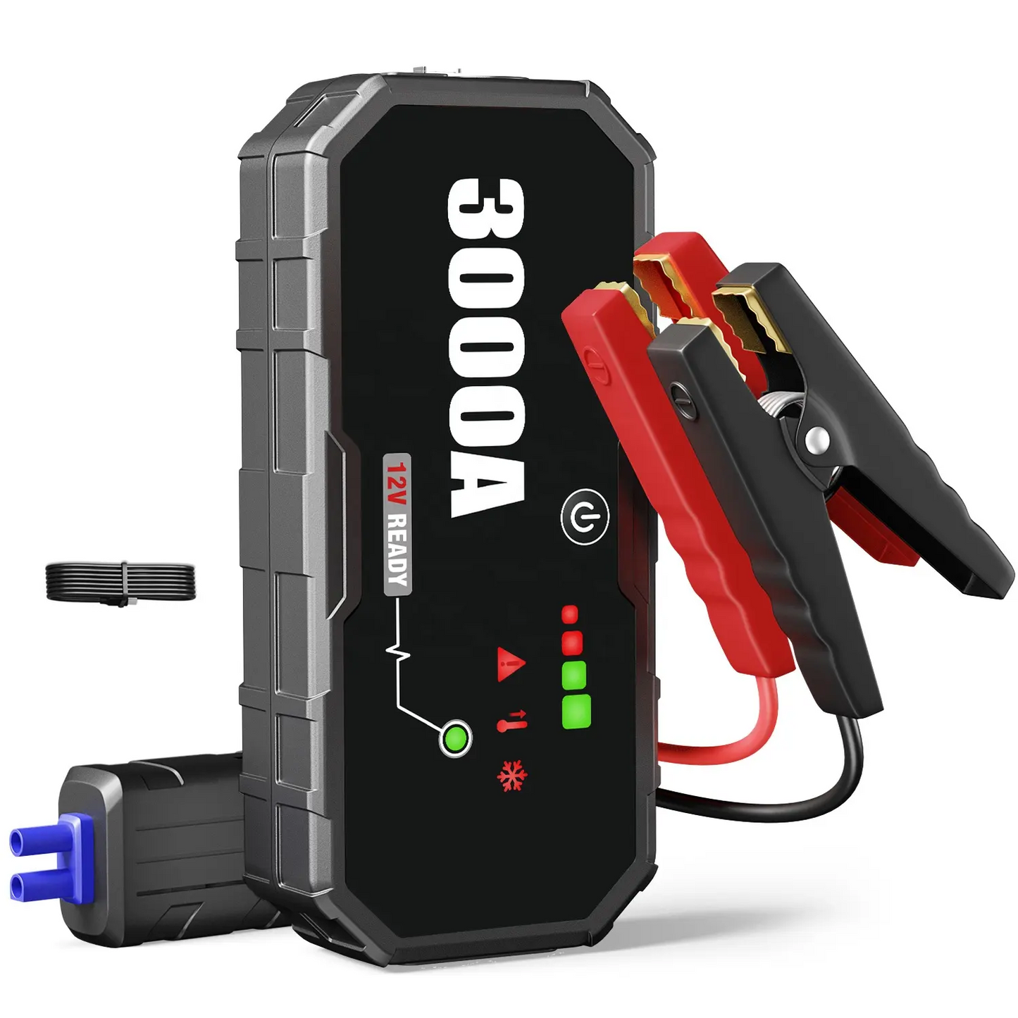 Portable 3000Amp 12V Car Jump Starter and Power Bank with USB-C Fast Charging