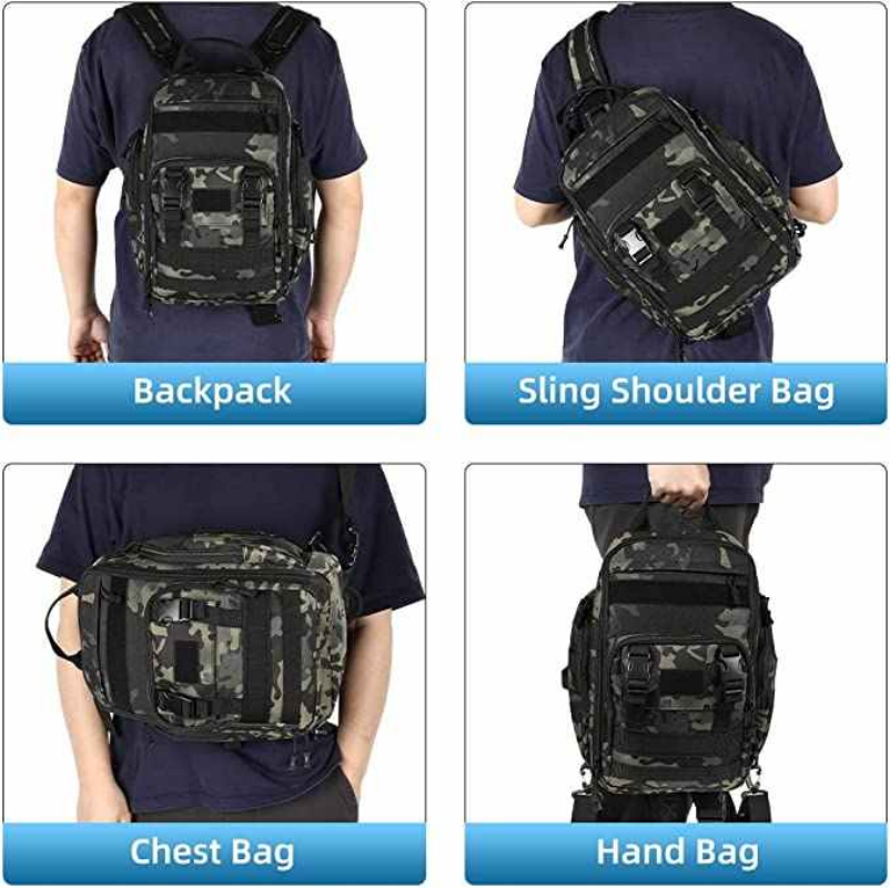 Tackle Backpack with Fishing Rod Holders - Large Storage, Water-Resistant Outdoor Shoulder Bag