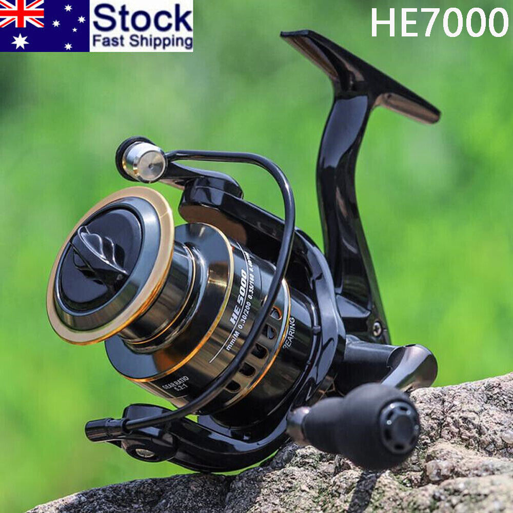 Fishing Reel HE7000 - High Speed Spinning Reel with EVA Grip, Max Drag 10kg