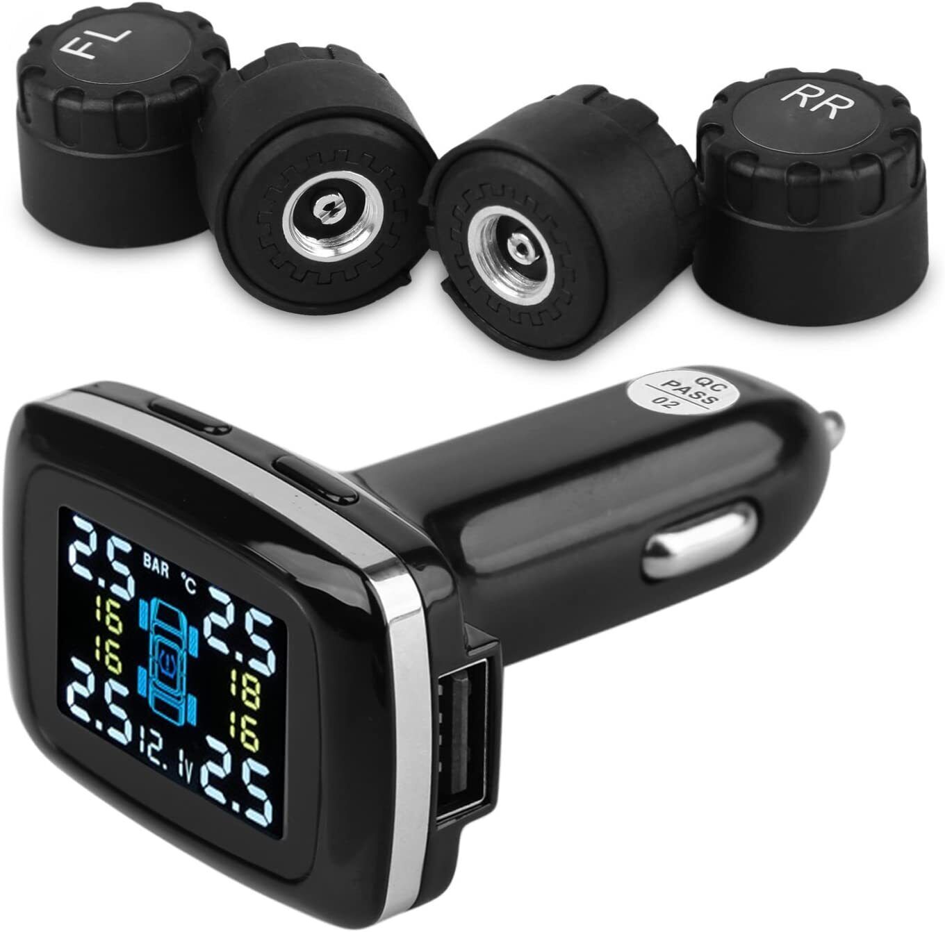 Wireless Car Tire Pressure Monitoring System (TPMS) with 4 Sensors