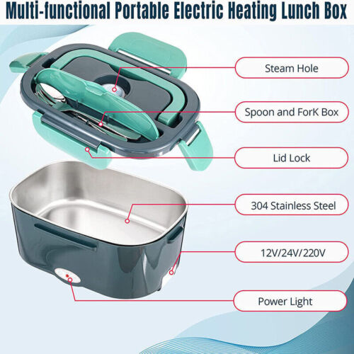 Electric Lunch Box - 12V/220V Portable Food Warmer and Heater for Car and Home