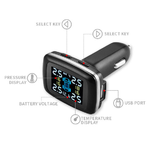 Wireless Car Tire Pressure Monitoring System (TPMS) with 4 Sensors