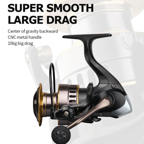 Fishing Reel HE7000 - High Speed Spinning Reel with EVA Grip, Max Drag 10kg