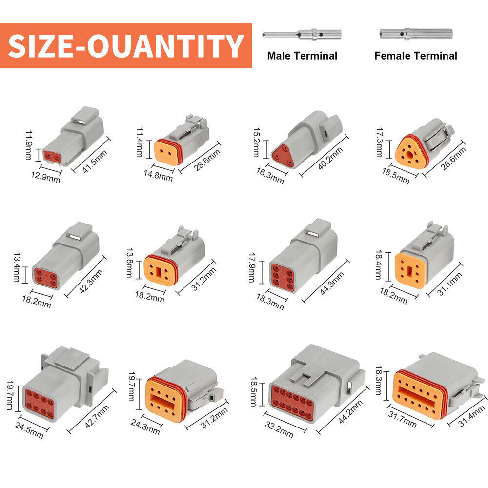 1500PC Deutsch DT Connector Plug Kit with Genuine Deutsch Crimp Tool for Auto and Marine