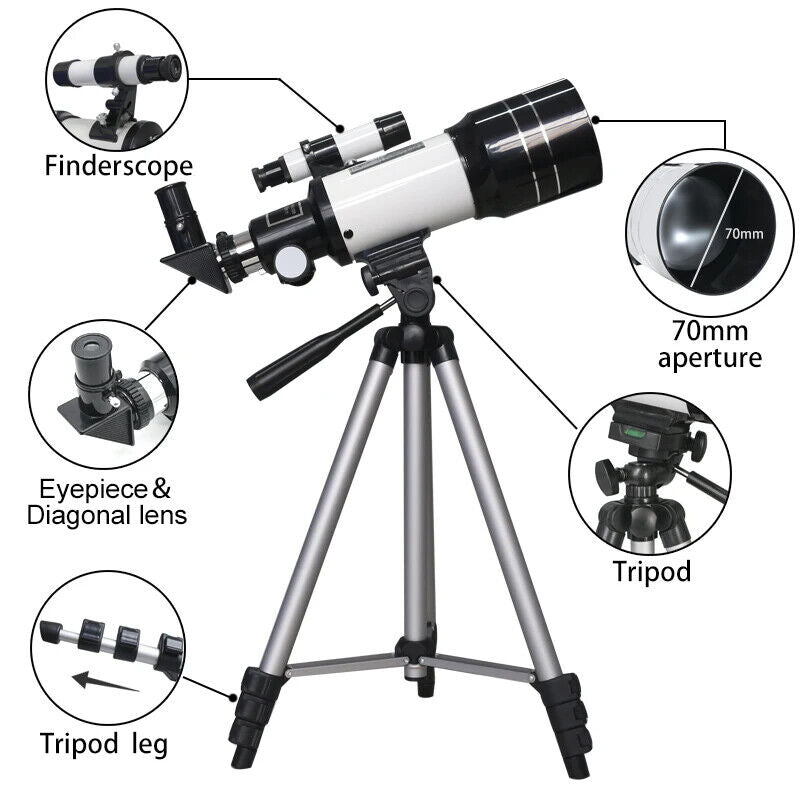 Professional Astronomical Telescope with High Tripod and Lunar Mirror - HD Viewing