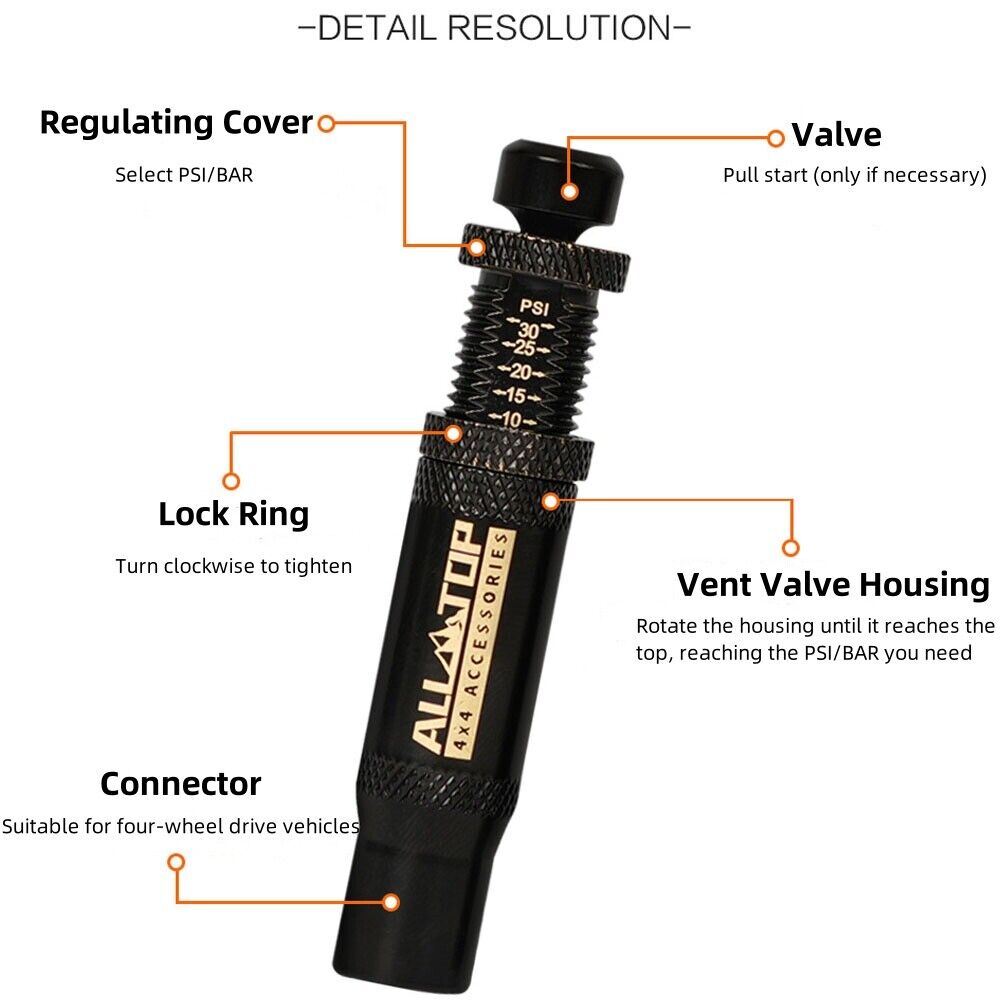 ALL-TOP Stainless Steel Tire Deflators - 10-30 PSI 4WD Tire Valve Core Tool