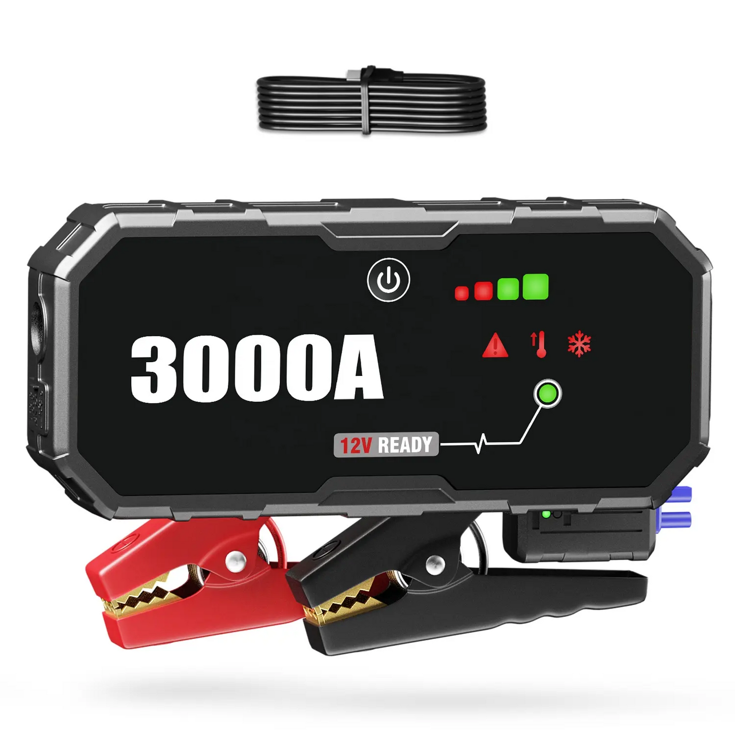 Portable 3000Amp 12V Car Jump Starter and Power Bank with USB-C Fast Charging